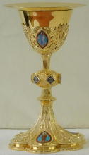 Solid silver gilt antique French Gothic Chalice.
